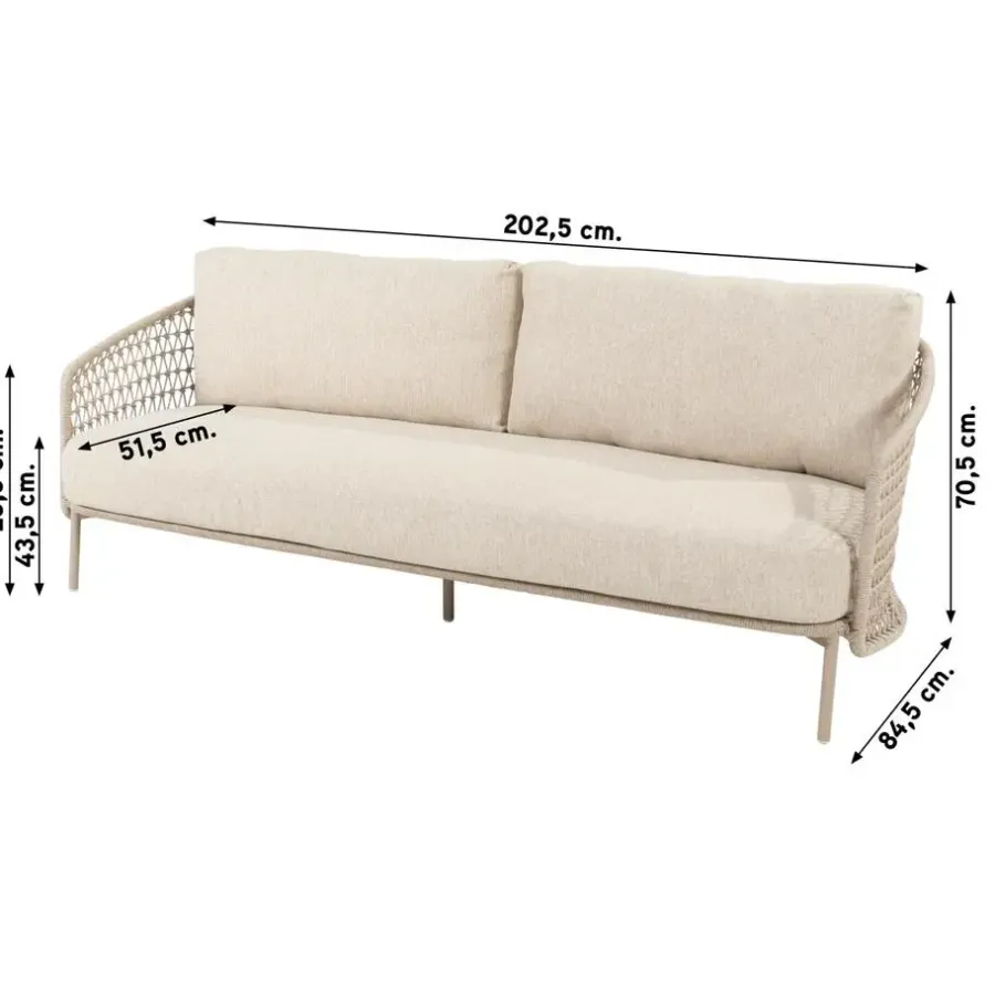 4-Seasons Outdoor 4 Seasons Puccini 3-zits loungebank - Rope