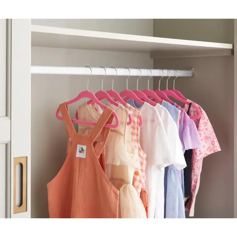Merkloos 20 Stuks Kinder Kledinghangers - Fluweel - Roze