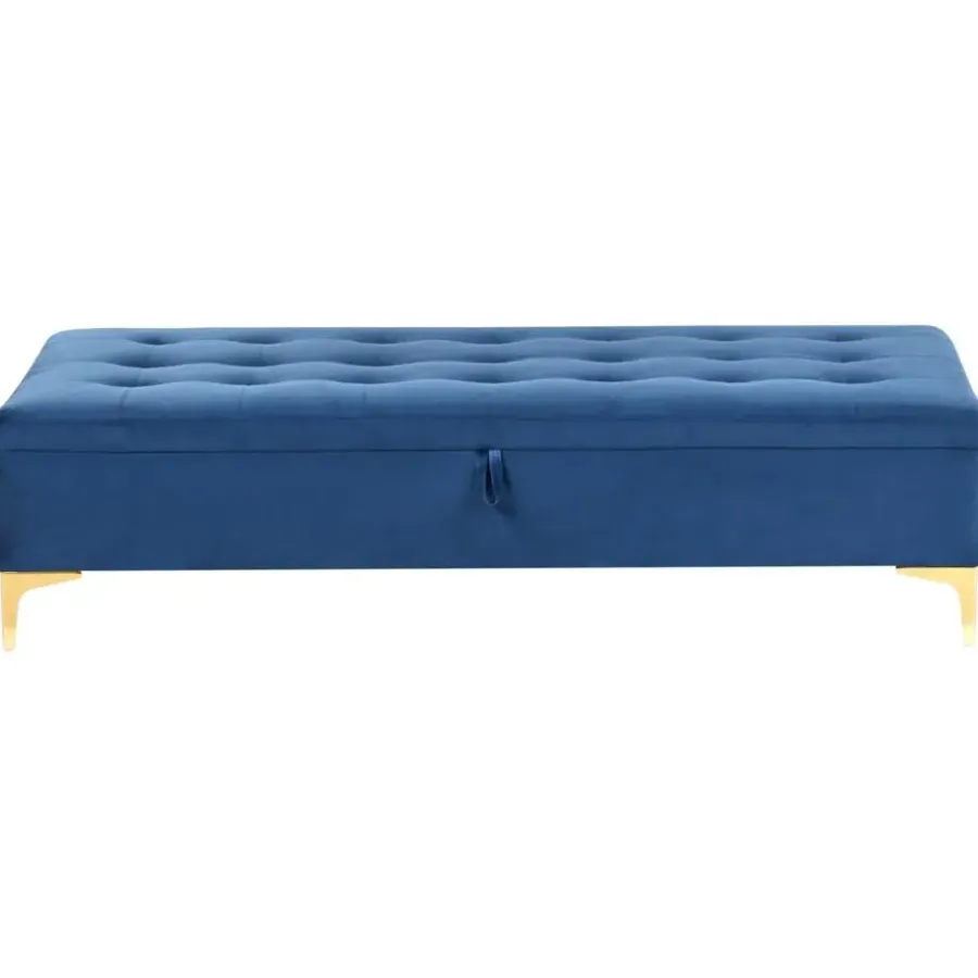 Leen Bakker ABERDEEN - Ottomaan met opbergruimte - Marineblauw - Fluweel