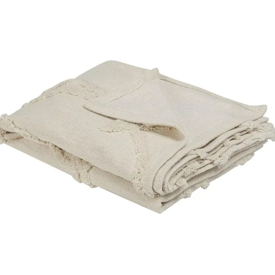 Plaids-Beliani ACACIA - Plaid - Beige - 130 x 160 cm - Katoen