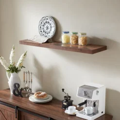 Wandplanken-Merkloos ACAZA Boekenplank van 140 cm lang - industrieel Design - Vintage bruin