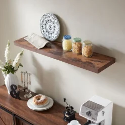 Wandplanken-Merkloos ACAZA Boekenplank van 140 cm lang - industrieel Design - Vintage bruin