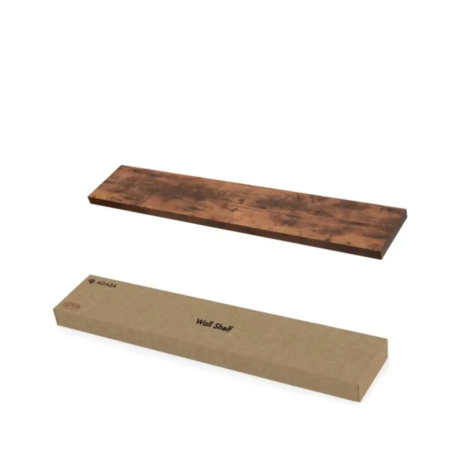 Wandplanken-Merkloos ACAZA Boekenplank van 140 cm lang - industrieel Design - Vintage bruin
