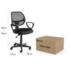 Merkloos ACAZA Bureaustoel Buritos - Solide, Verstelbaar en Ergonomisch - Zwart