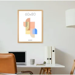Merkloos ACAZA Fotokader - Fotolijst van 60x80 cm - Warm Oak - MDF - Plexiglas
