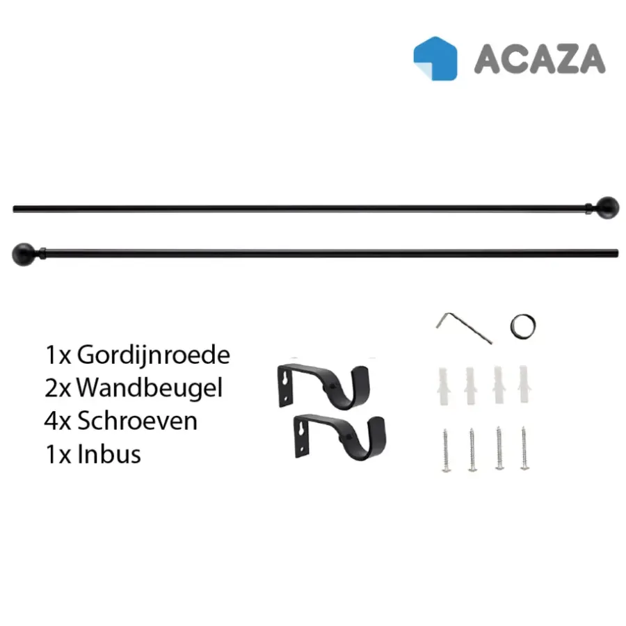 Gordijnroedes-ACAZA Gordijnroede - Uitschuifbare Gordijn Rail - Stang van 240-360 cm - Zwart