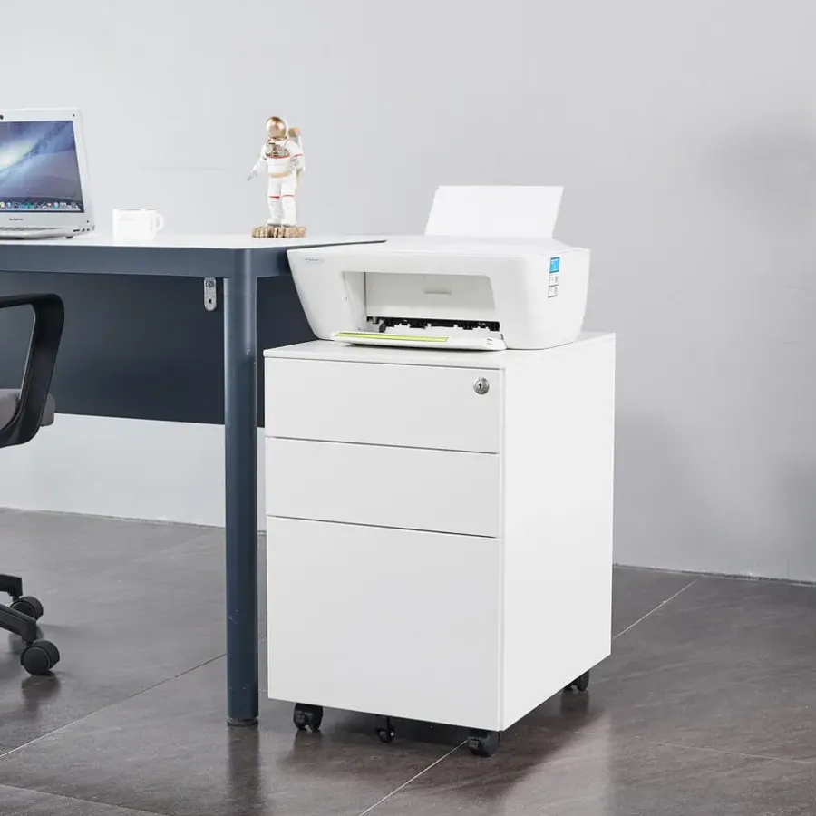Ladeblokken-Euroseats Afsluitbaar ladeblok / bureaukast 39x60 cm - 3 lades - Wit