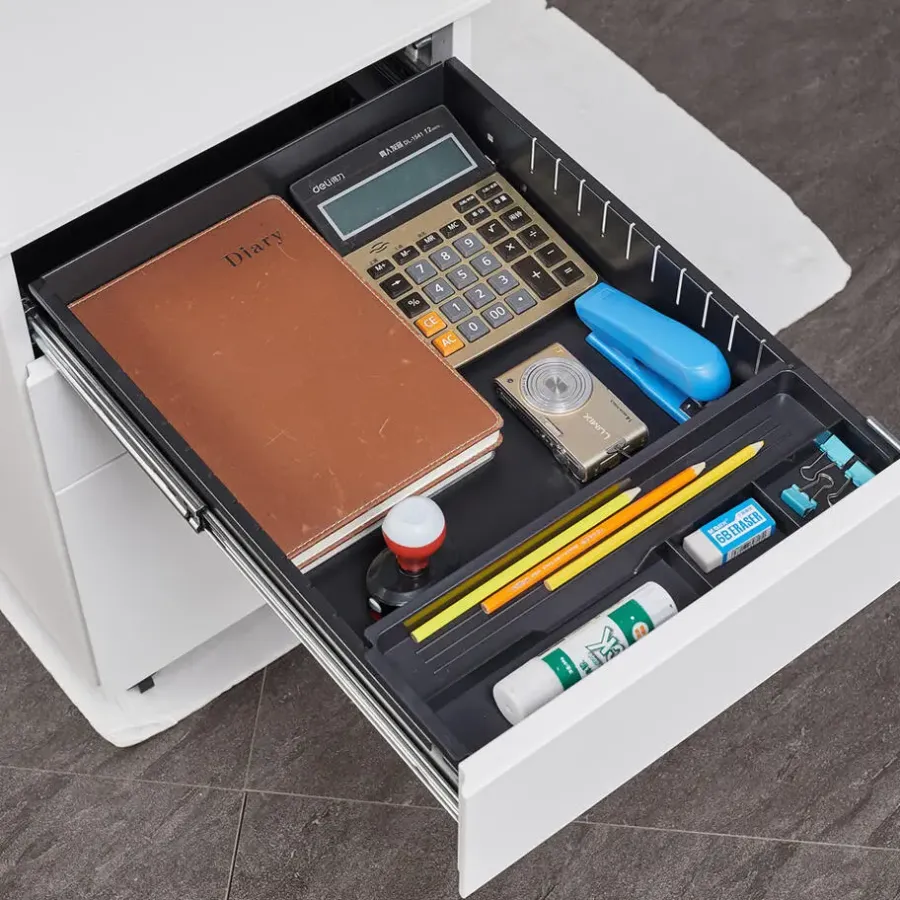 Ladeblokken-Euroseats Afsluitbaar ladeblok / bureaukast 39x60 cm - 3 lades - Wit