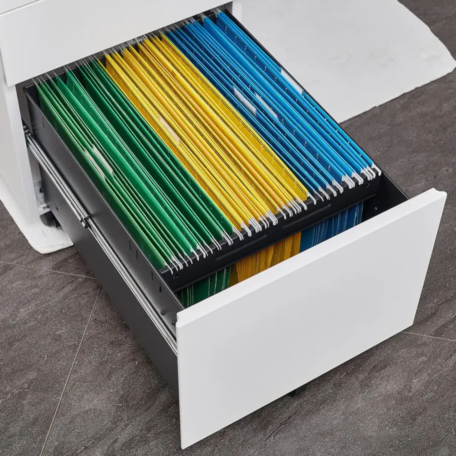 Ladeblokken-Euroseats Afsluitbaar ladeblok / bureaukast 39x60 cm - 3 lades - Wit