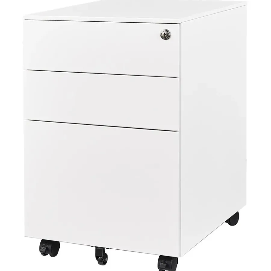 Ladeblokken-Euroseats Afsluitbaar ladeblok / bureaukast 39x60 cm - 3 lades - Wit