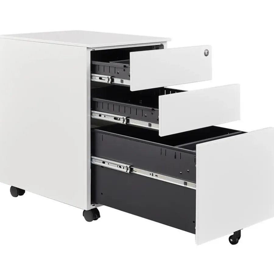 Ladeblokken-Euroseats Afsluitbaar ladeblok / bureaukast 39x60 cm - 3 lades - Wit