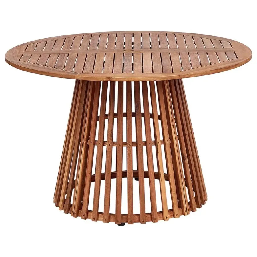 Beliani AGELLO - Tuinset voor 4 met parasol - Lichthout - Acaciahout