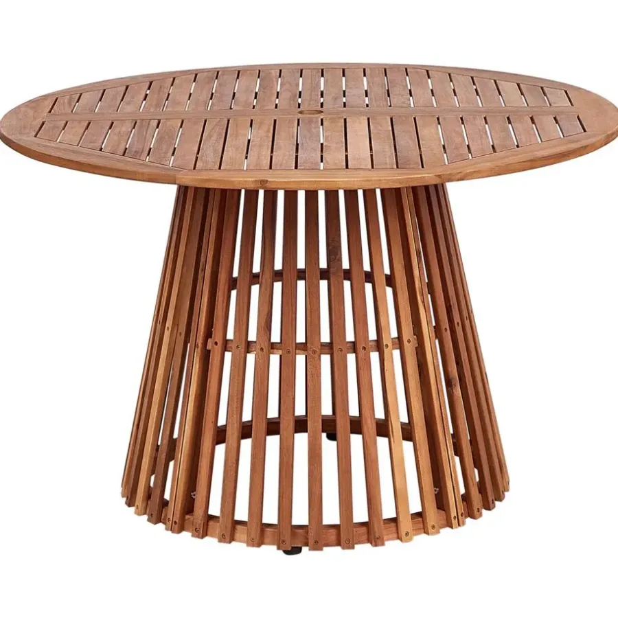 Beliani AGELLO - Tuinset voor 4 met parasol - Lichthout - Acaciahout