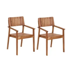 Tuinstoelen-Beliani AGELLO- Tuinstoel set van 2 - Lichthout - Acaciahout