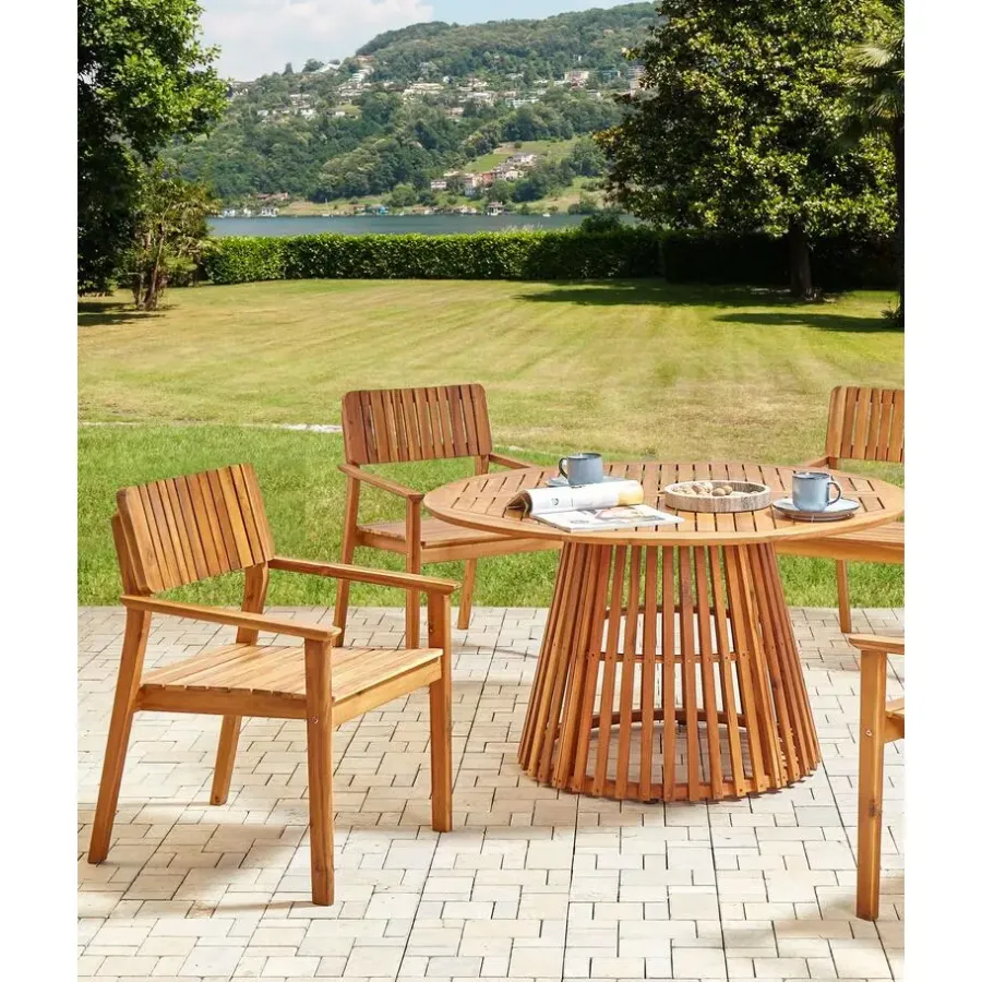 Tuinstoelen-Beliani AGELLO- Tuinstoel set van 2 - Lichthout - Acaciahout