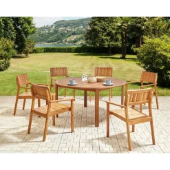 Tuinsets-Beliani AGELLO/TOLVE - Tuinset voor 6 - Lichthout - Acaciahout