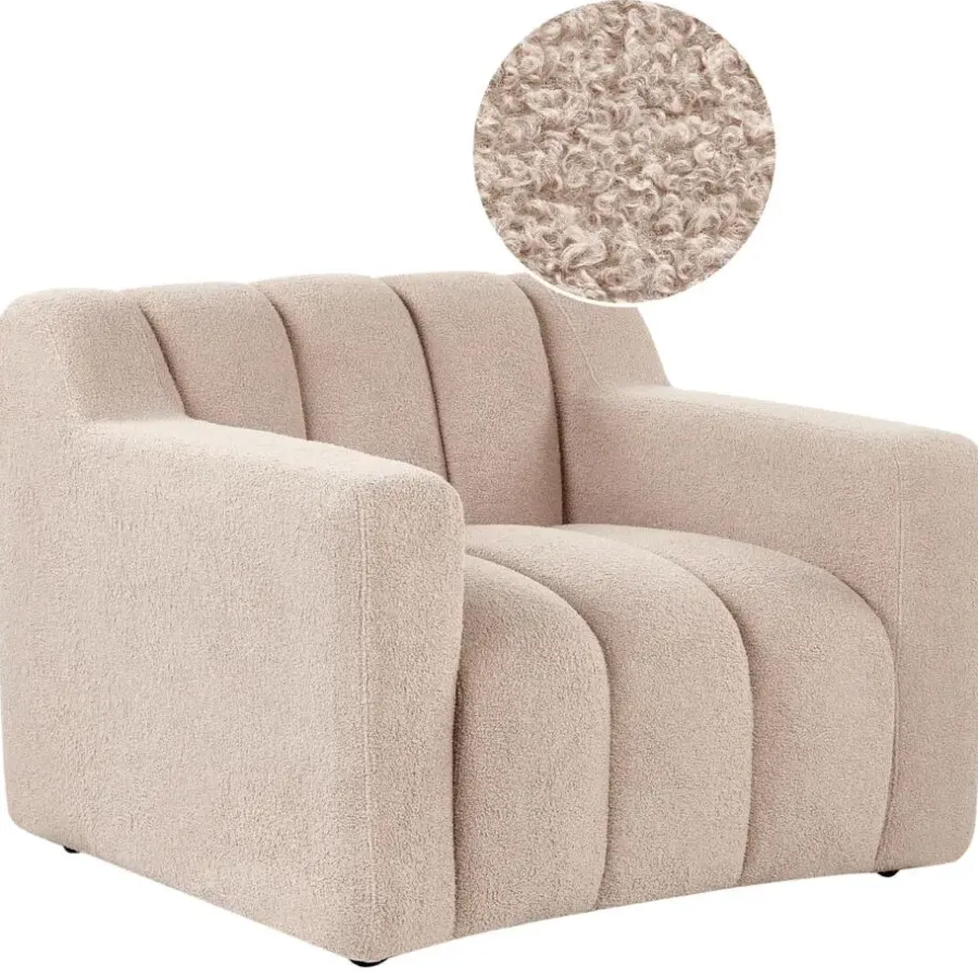 Beliani AGERUP - Fauteuil - Beige - Bouclé