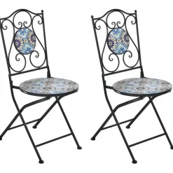 Bistro- & Balkonsets-Leen Bakker AGGIUS - Set van 2 tuinstoelen - Zwart - IJzer