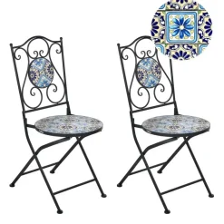 Bistro- & Balkonsets-Leen Bakker AGGIUS - Set van 2 tuinstoelen - Zwart - IJzer