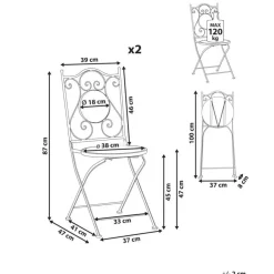 Bistro- & Balkonsets-Leen Bakker AGGIUS - Set van 2 tuinstoelen - Zwart - IJzer