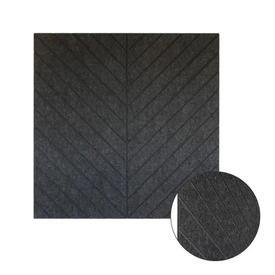 IVOL Akoestisch wandpaneel PET-vilt - 100x100cm - Visgraat motief Antraciet