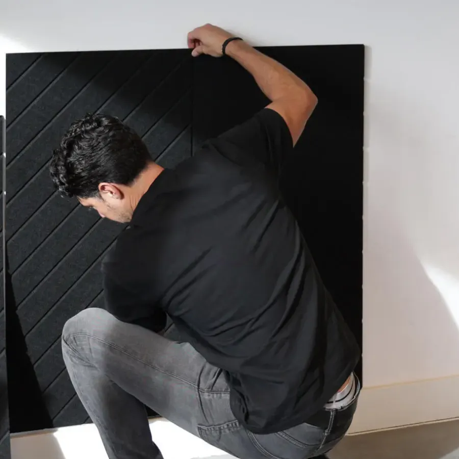 IVOL Akoestisch wandpaneel PET-vilt - 100x100cm - Visgraat motief Antraciet