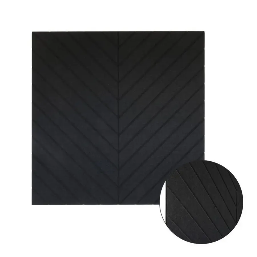 Wandpanelen-IVOL Akoestisch wandpaneel PET-vilt - 100x100cm - Visgraat motief Zwart
