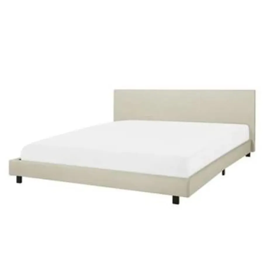 2-Persoons Bedden-Beliani ALBI - Tweepersoonsbed - Beige - 180 x 200 cm - Polyester