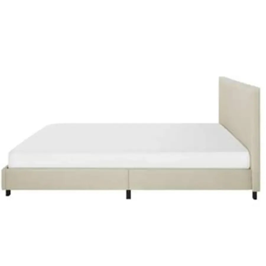 2-Persoons Bedden-Beliani ALBI - Tweepersoonsbed - Beige - 180 x 200 cm - Polyester