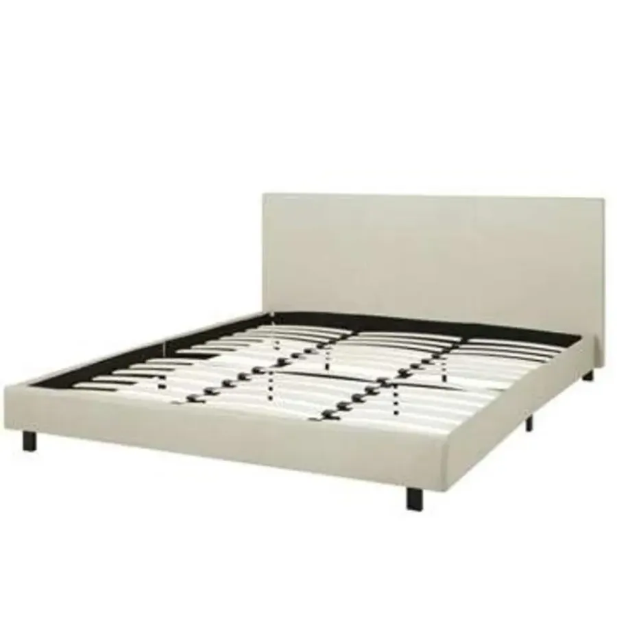 2-Persoons Bedden-Beliani ALBI - Tweepersoonsbed - Beige - 180 x 200 cm - Polyester