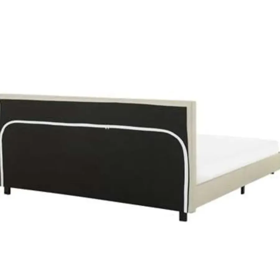 2-Persoons Bedden-Beliani ALBI - Tweepersoonsbed - Beige - 180 x 200 cm - Polyester
