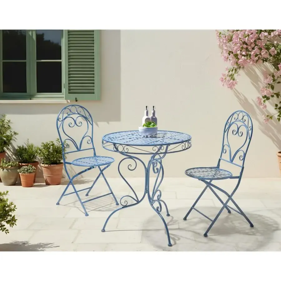 Leen Bakker ALBINIA - Bistroset voor 2 - Blauw - Metaal