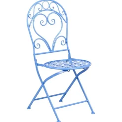 Bistro- & Balkonsets-Leen Bakker ALBINIA - Tuinstoel set van 2 - Blauw - Metaal