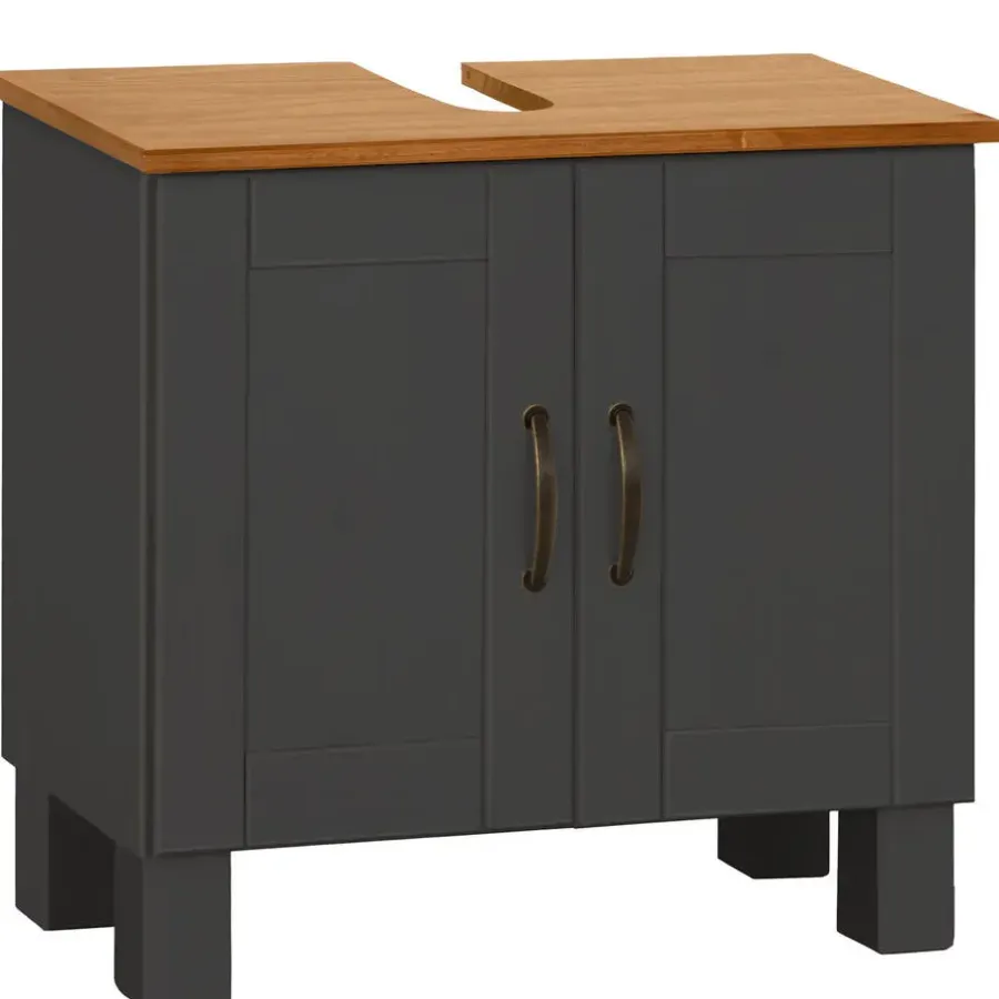 Wastafelkasten-Dorel Home Alby - Wastafelonderkast 60 cm met 2 deuren in antraciet