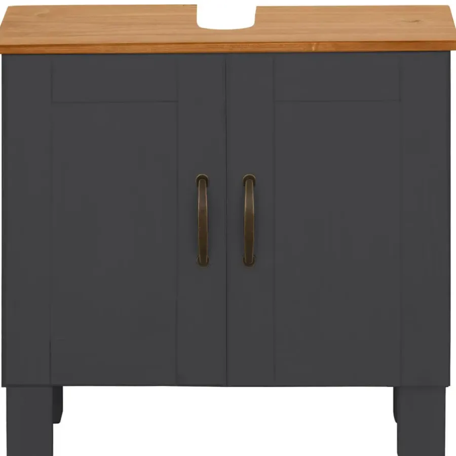 Wastafelkasten-Dorel Home Alby - Wastafelonderkast 60 cm met 2 deuren in antraciet