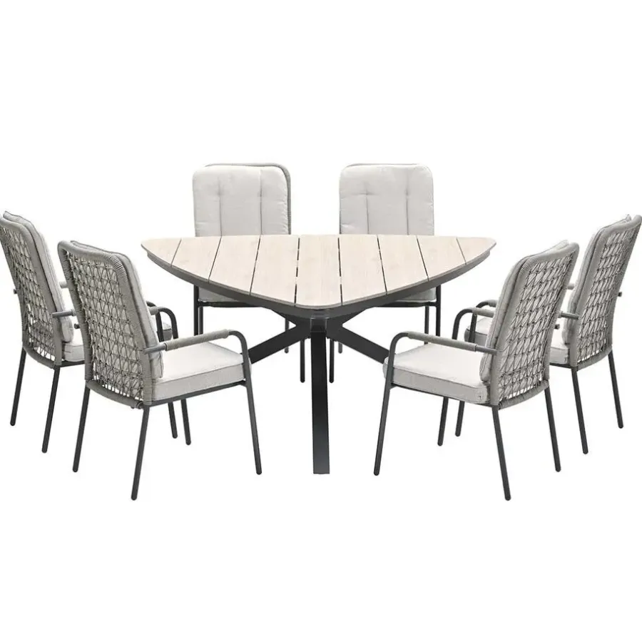 Garden Impressions Aleria tuinset 7-delig - Tulli triangle tafel 170 cm