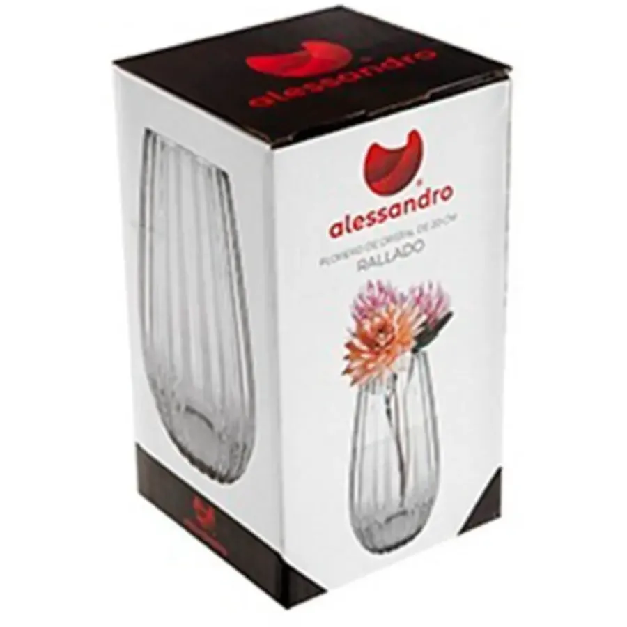 Alessandro Vaas - glas - streep - 11 x 11 x 20 cm - bloemenvaas