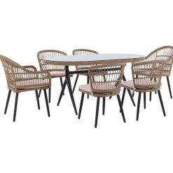 Tuinsets-Beliani ALIANO - Tuinset 6 personen - Natuurlijk - PE rotan