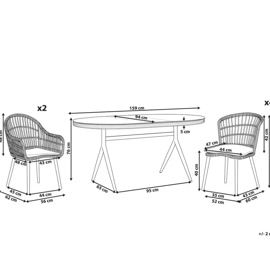 Tuinsets-Beliani ALIANO - Tuinset 6 personen - Natuurlijk - PE rotan