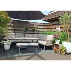 Loungesets-Garden Impressions Allasio lounge-dining hoekset - 5-dlg. - c.black - desert sand - VW