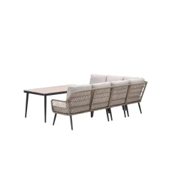 Loungesets-Garden Impressions Allasio lounge-dining hoekset - 5-dlg. - c.black - desert sand - VW