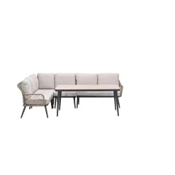 Loungesets-Garden Impressions Allasio lounge-dining hoekset - 5-dlg. - c.black - desert sand - VW