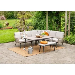 Loungesets-Garden Impressions Allasio lounge-dining hoekset - 5-dlg. - c.black - desert sand - VW