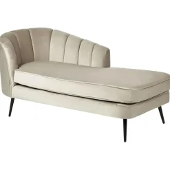 Beliani ALLIER - Chaise longue - Beige - Linkerzijde - Fluweel