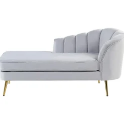 Loveseats-Beliani ALLIER - Chaise longue - Grijs - Rechterzijde - Fluweel
