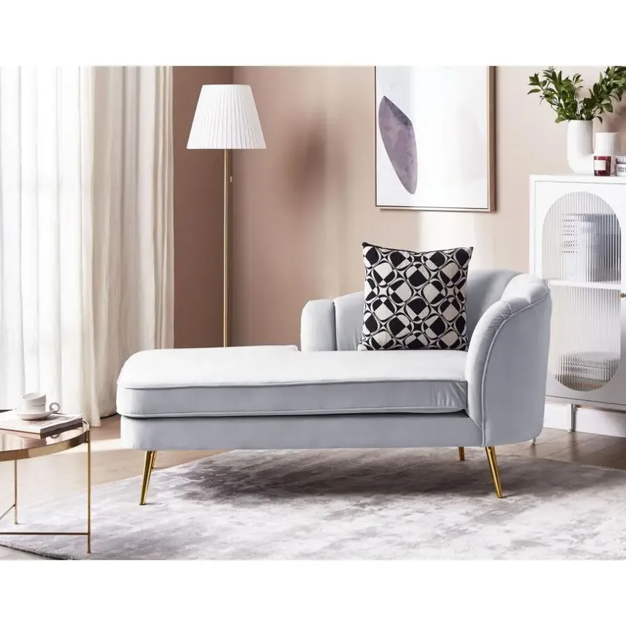 Loveseats-Beliani ALLIER - Chaise longue - Grijs - Rechterzijde - Fluweel