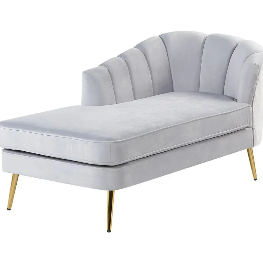 Loveseats-Beliani ALLIER - Chaise longue - Grijs - Rechterzijde - Fluweel