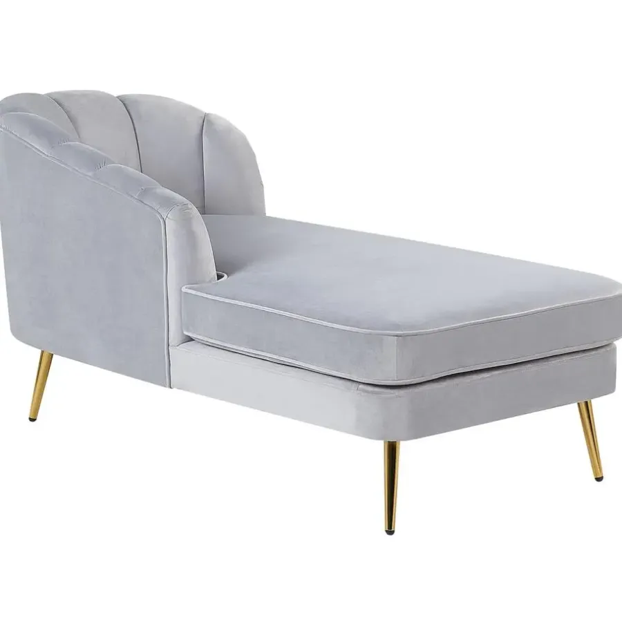 Loveseats-Beliani ALLIER - Chaise longue - Grijs - Rechterzijde - Fluweel