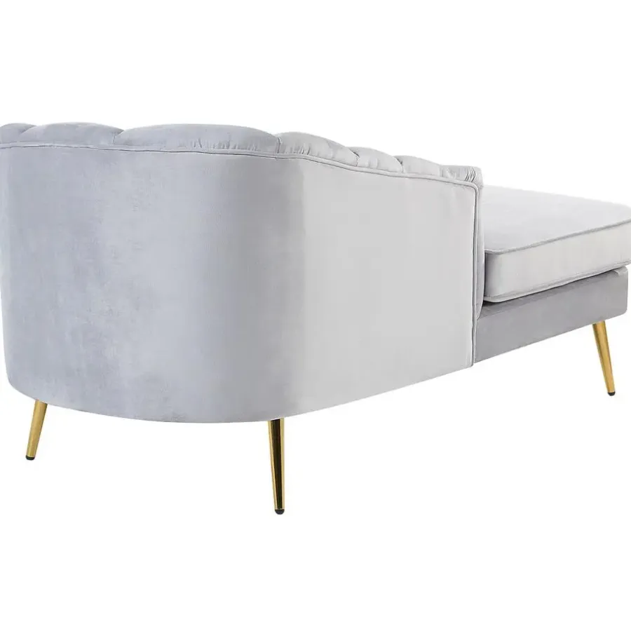 Loveseats-Beliani ALLIER - Chaise longue - Grijs - Rechterzijde - Fluweel
