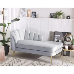 Loveseats-Beliani ALLIER - Chaise longue - Grijs - Linkerzijde - Fluweel